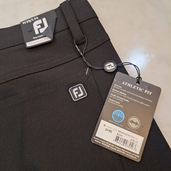 FootJoy Other - New FootJoy Performance Pants Mens W38 L34 Black Athletic Fit Golf 24193 Slimmer